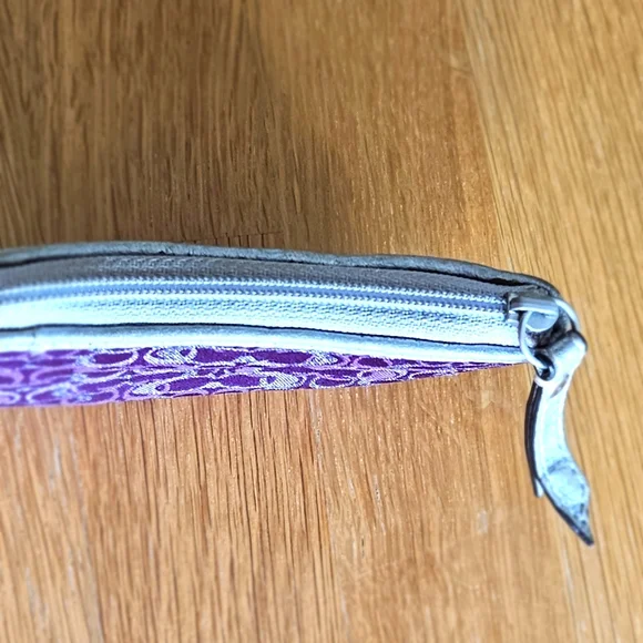 COACH Signature Lurex Optic Glitter Purple & Metallic Silver Key & Card Holder